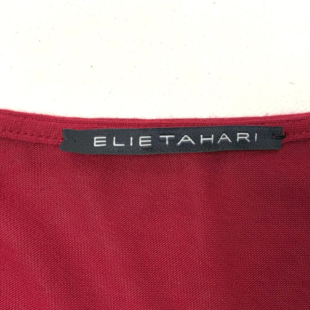 Elie Tahari Cranberry Red Cowl Neck Long Sleeve Top Blouse Career Sz L - Picture 5 of 16